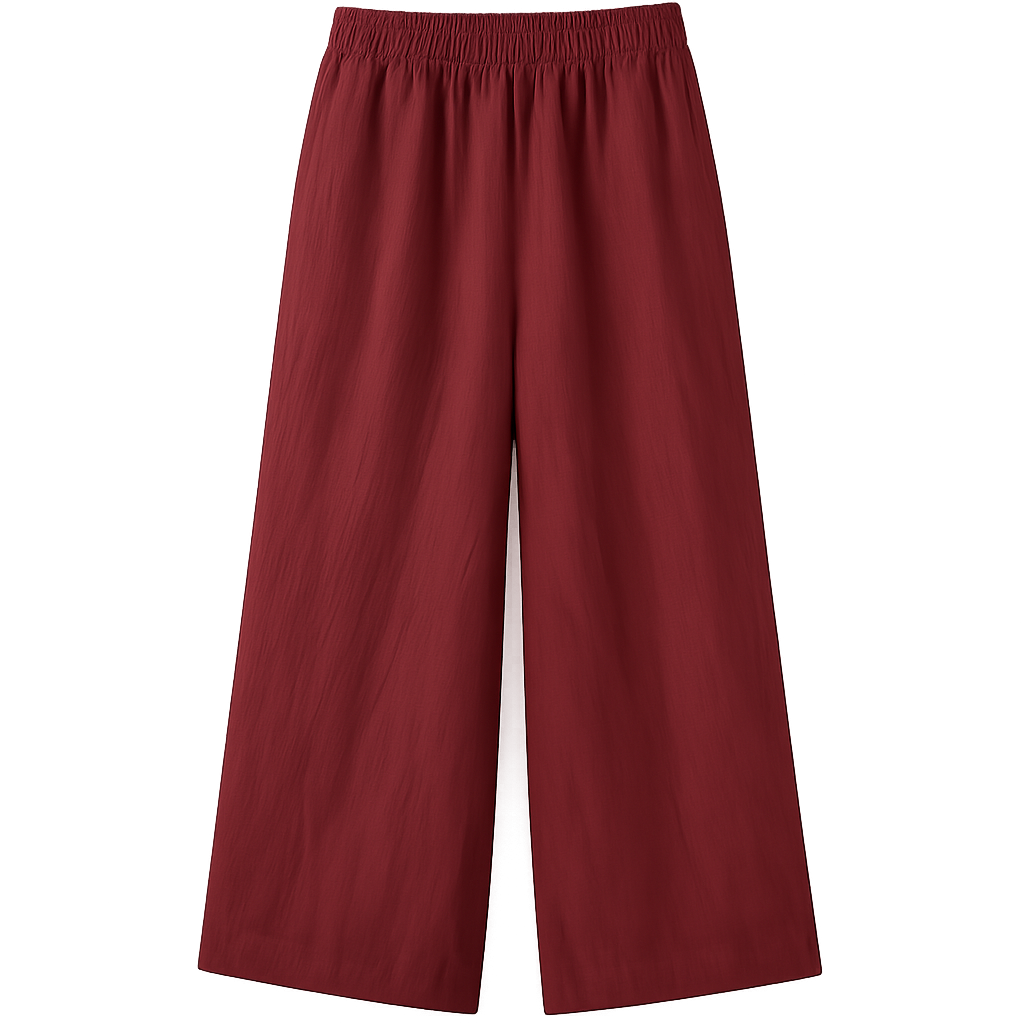 Burgundy Linen Wide-Legs - Hallstona Pants
