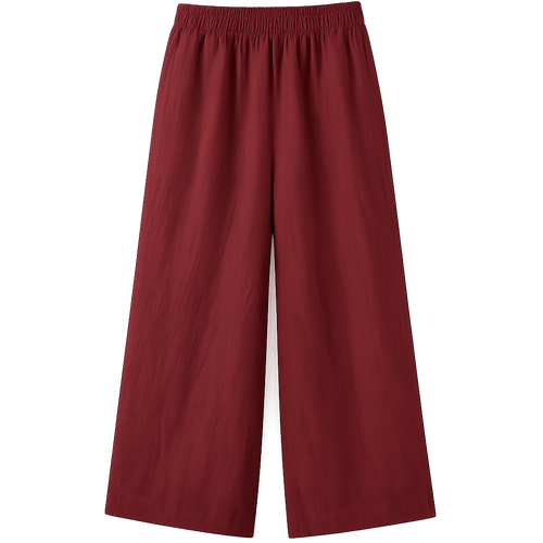 Burgundy Linen Wide-Legs - Hallstona Pants